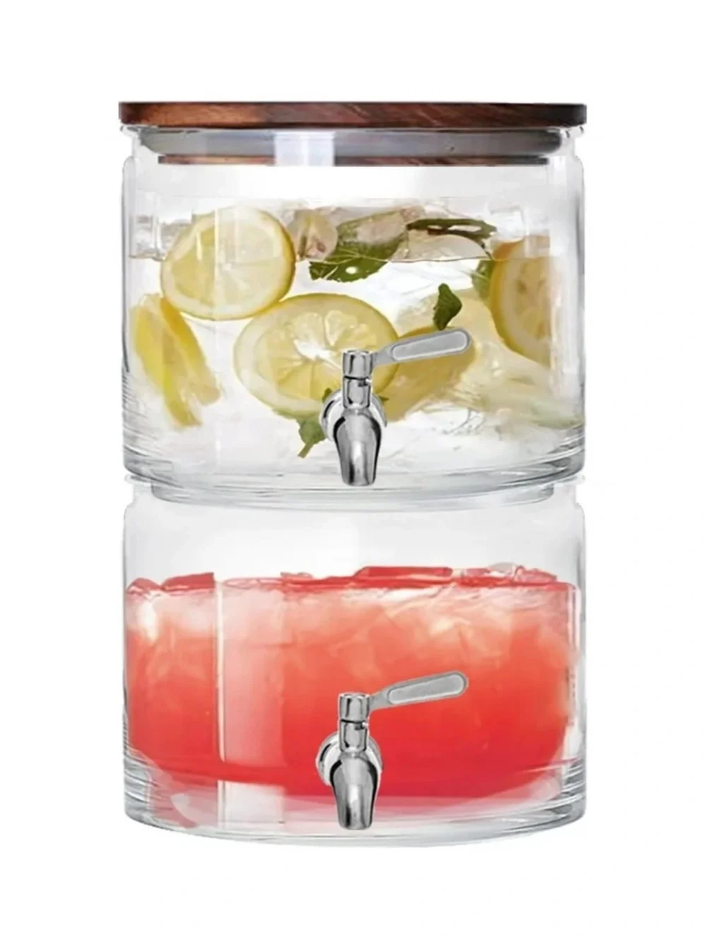 BETTER HOMES & GARDENS NWT 240oz Stacking Glass Beverage Dispenser Acacia Lid